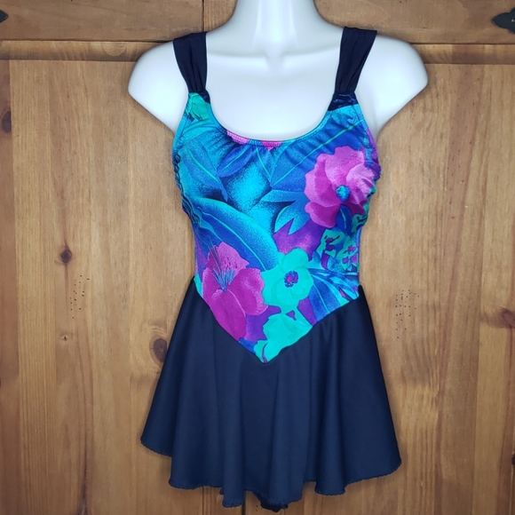 Pacific Connections Other - Vintage 1 Piece Bright Floral Swimdress Swimsuit